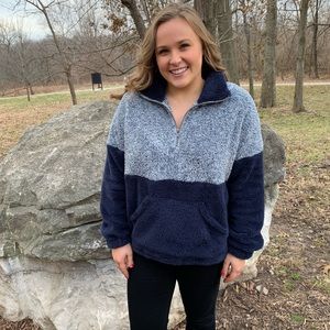 Fuzzy Block Color Pullover